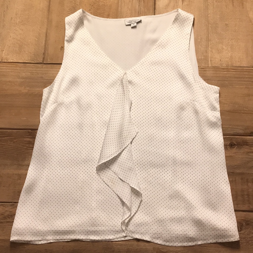 Tahari Polka Dot Ruffled Shell